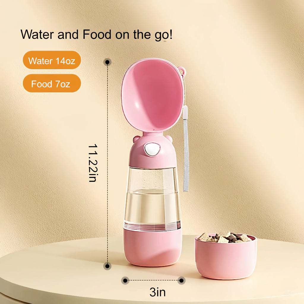 PawSip Travel Bottle 🐶 – Portable Water Bottle & Food Cup for Pets